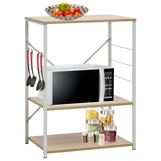 vidaXL Hylla för mikrovågsugn vit & ek 60x39,6x79,5 cm spånskiva