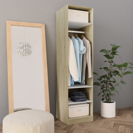 vidaXL Garderob vit och sonoma-ek 50x50x200 cm spånskiva