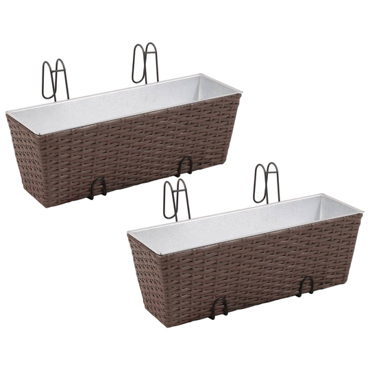 vidaXL Blomlåda för balkong 2-pack konstrotting/zink brun 50cm