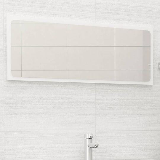 vidaXL Badrumsspegel vit högglans 100x1,5x37 cm spånskiva