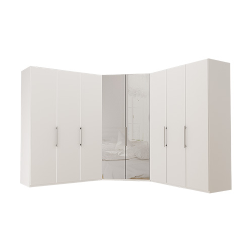 Garderob Atlanta - Vit 150 + walk-in + 150, 236 cm, Vit