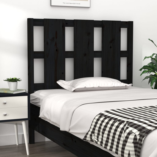 vidaXL Sänggavel svart 105,5x4x100 cm massiv furu