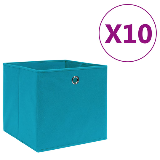 vidaXL Förvaringslådor 10 st non-woven tyg 28x28x28 cm babyblå