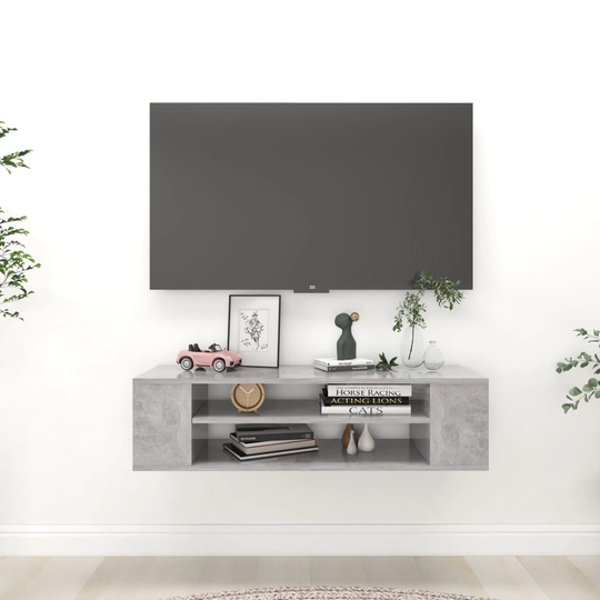 vidaXL TV-väggskåp betonggrå 100x30x26,5 cm spånskiva