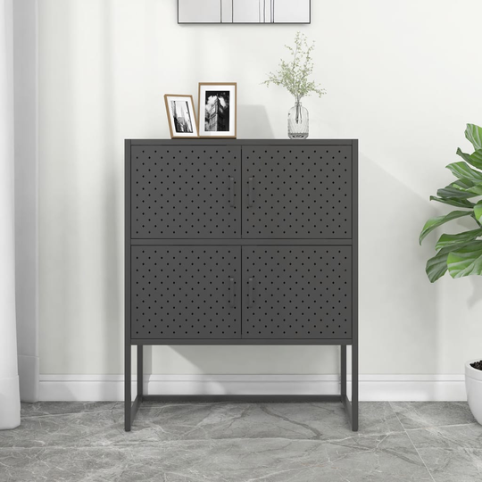 vidaXL Högskåp antracit 80x35x100 cm stål