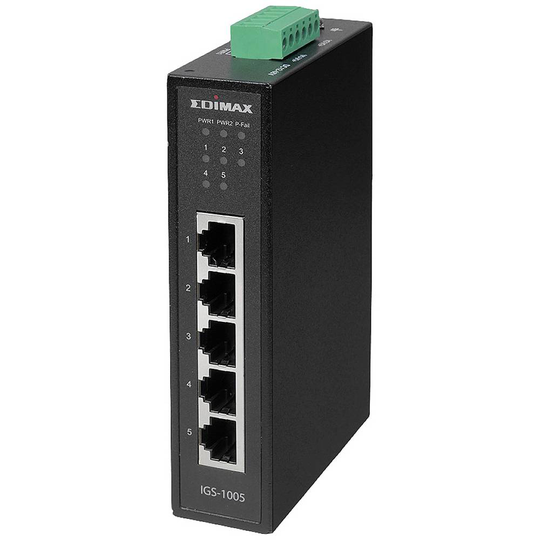 Industrial Ethernet Switch EDIMAX IGS-1005 Antal ethernet portar 5 LAN - Hastighet 10 GBit/s