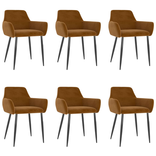 vidaXL Matstolar 6 st brun sammet