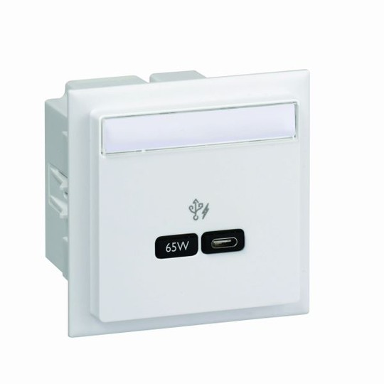 Schneider Electric Unica+ USB-laddare Typ C, 65W Vit