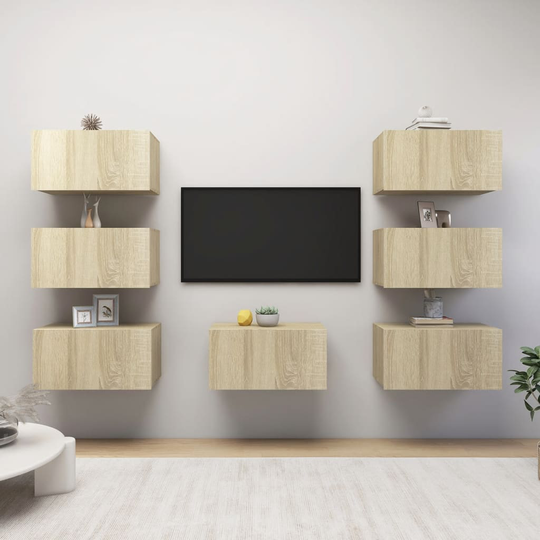 vidaXL TV-skåp 7 delar sonoma-ek 30,5x30x60 cm spånskiva