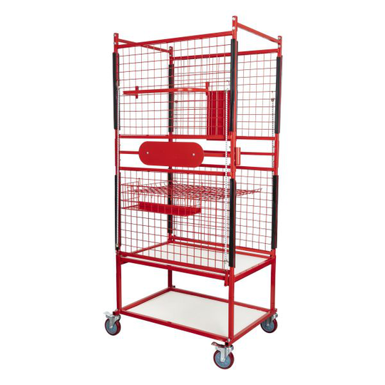 PELA 506556 Förvaringsvagn rött, 935x770x2000 mm