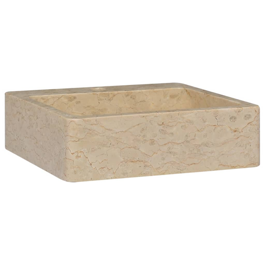 vidaXL Handfat gräddvit 40x40x12 cm marmor