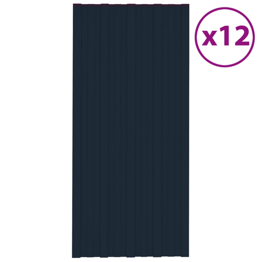 vidaXL Takprofiler 12 st galvaniserat stål antracit 100x45 cm