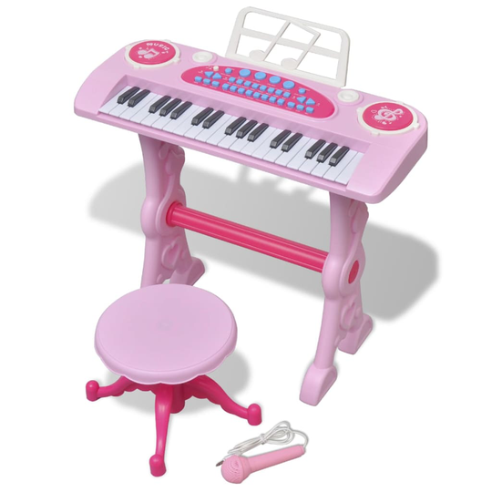 vidaXL Keyboard för barn med pall och mikrofon 37 tangenter rosa