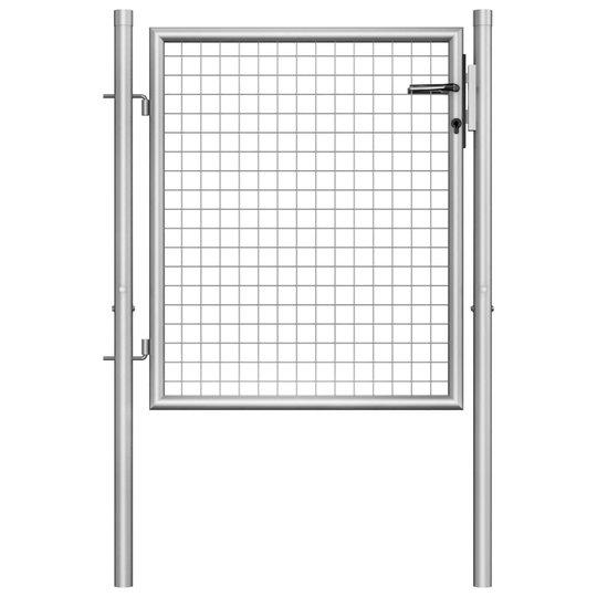 vidaXL Trädgårdsgrind galvaniserat stål 105x125 cm silver
