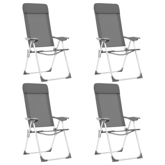 vidaXL Hopfällbara campingstolar 4 st aluminium grå