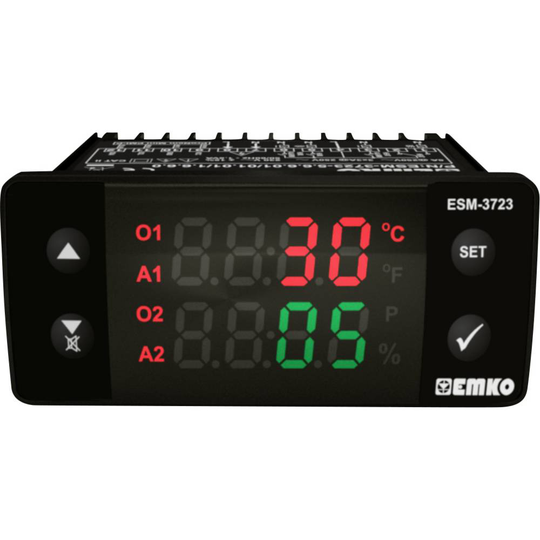 Emko ESM-3723.2.2.5.0.1/01.01/1.0.0.0 2-punkts- och PID-regulator Termostat PTC 0 till 100 °C Relä 5 A (L x B x H) 65 x 76 x 35 mm