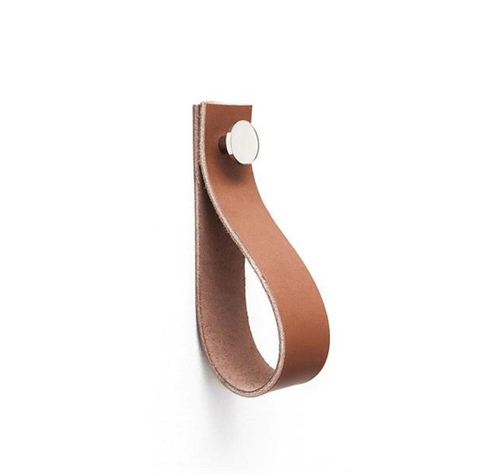 Linfalk Handdukshängare läder/metall Längd 150mm cognac-nickel 0154L-3107