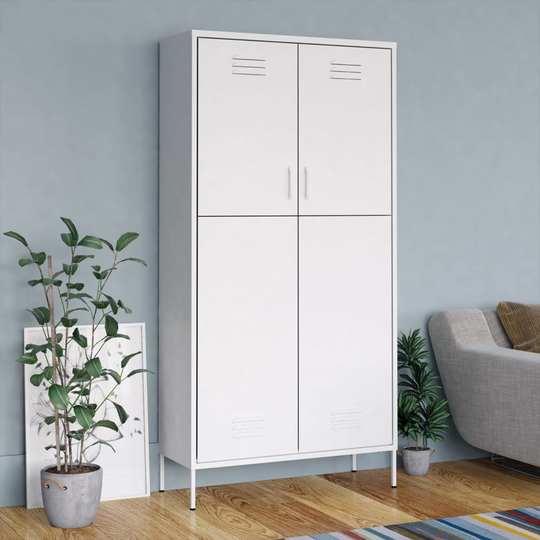 vidaXL Garderob 90x50x180 cm vit stål