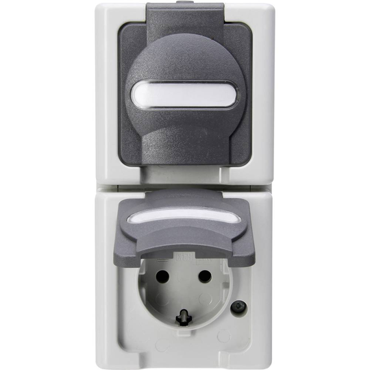 Kopp 1 st Komplett Vägguttag lock BlueElectric Grå 131456008