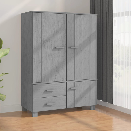 vidaXL Garderob mörkgrå 99x45x137 cm massiv furu