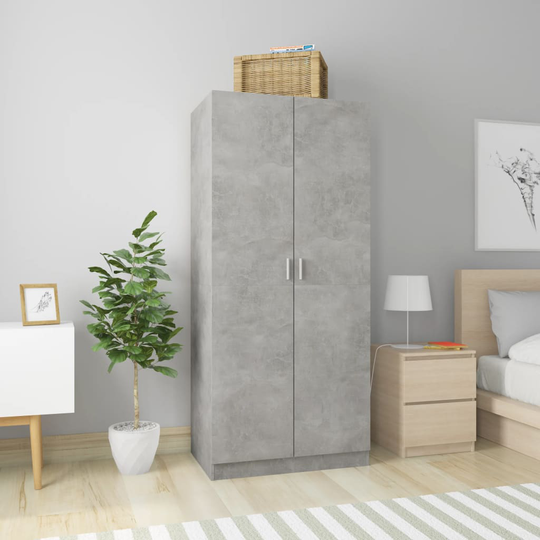vidaXL Garderob betonggrå 80x52x180 cm spånskiva