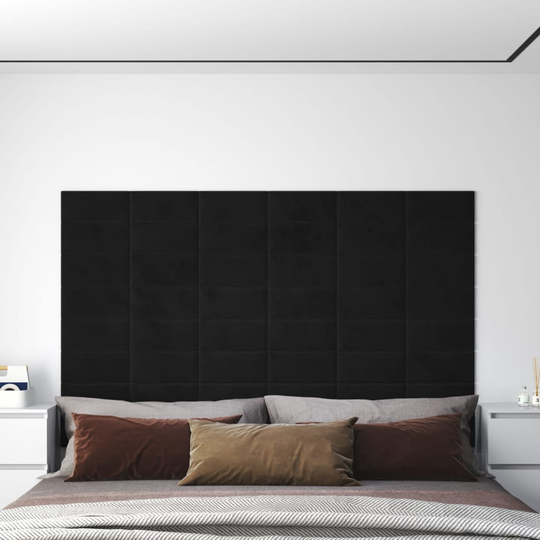 vidaXL Väggpaneler 12 st svart 30x15 cm sammet 0,54 m²