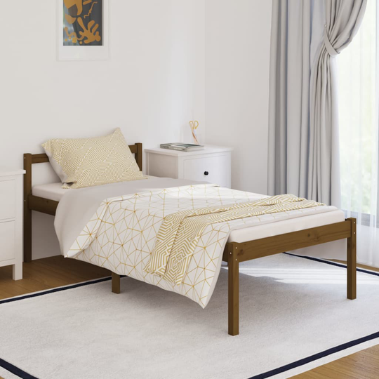 vidaXL Sängram honungsbrun massiv furu 90x190 cm 3FT