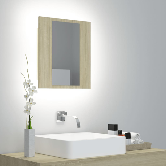 vidaXL Spegelskåp med LED sonoma-ek 40x12x45 cm