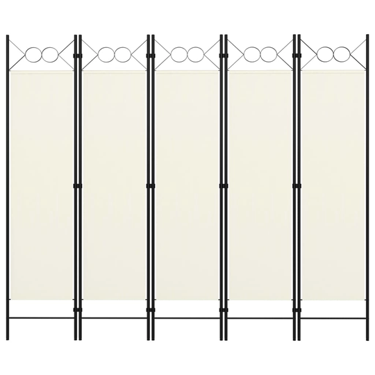 vidaXL Rumsavdelare 5 paneler gräddvit 200x180 cm