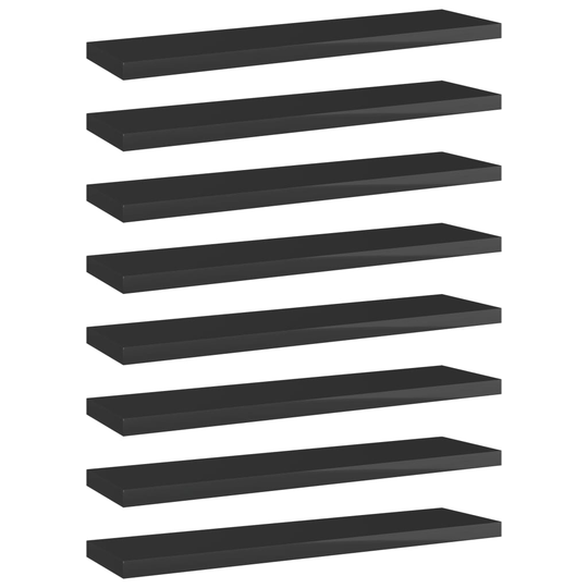 vidaXL Hyllplan 8 st svart högglans 40x10x1,5 cm spånskiva