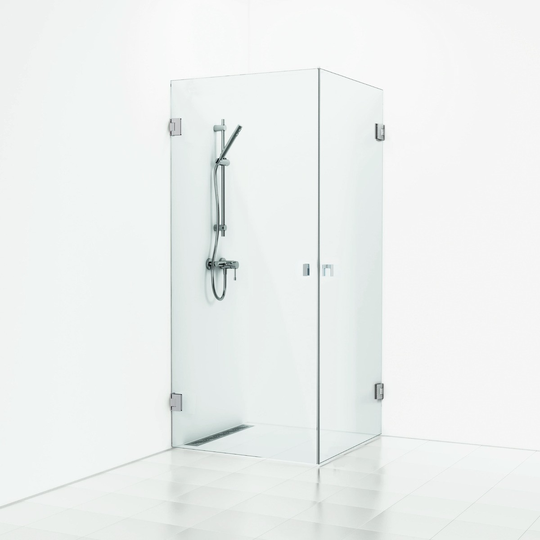 Svedbergs Hörndusch 180° Dörr 80X80 - Klarglas Blank krom