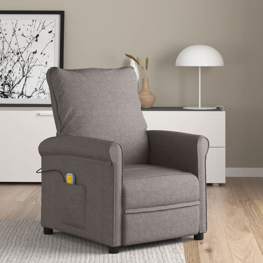 vidaXL Elektrisk massagefåtölj taupe tyg