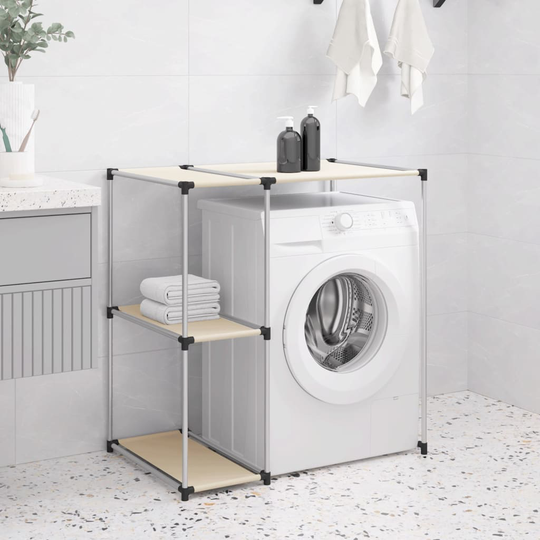 vidaXL Hylla för tvättmaskin gräddvit 87x55x90,5 cm järn