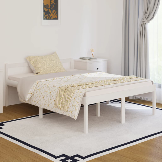 vidaXL Sängram vit massiv furu 140x190 cm