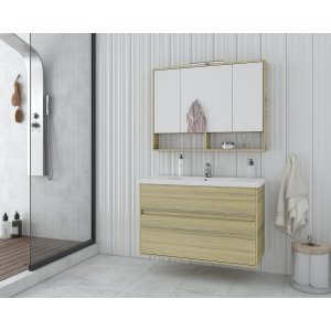 Möbelpaket Instinct 100 - Natural Oak med spegelskåp