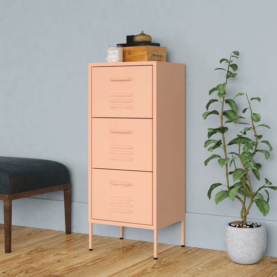 vidaXL Förvaringsskåp rosa 80x35x101,5 cm stål