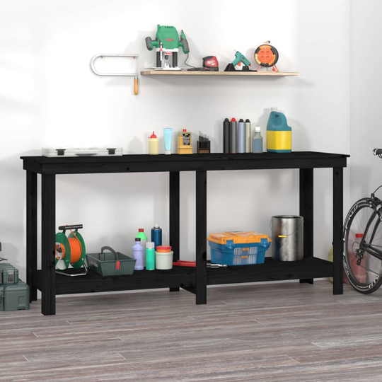 vidaXL Skobänk svart 180x50x80 cm massiv furu