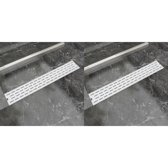 vidaXL Avlång golvbrunn 2 st rak rostfritt stål 730x140 mm