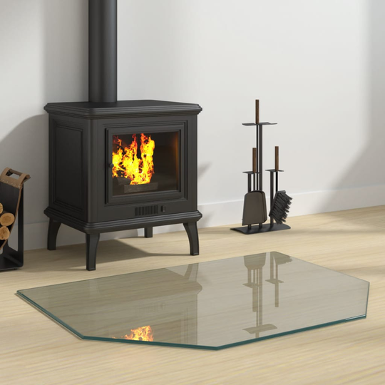 vidaXL Glasskiva för öppen spis sexkantig 80x60 cm
