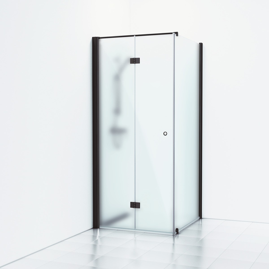 Svedbergs Vikhörndusch Skoga Fast Vägg/dörr 70X73 - Frostglas Svart matt