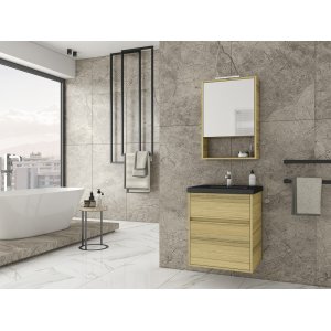Möbelpaket Instinct 55 - Natural Oak/Svart med spegelskåp