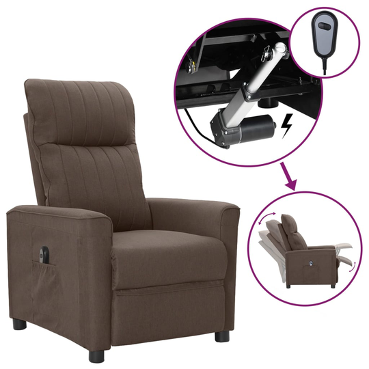 vidaXL Reclinerfåtölj med elektrisk taupe tyg
