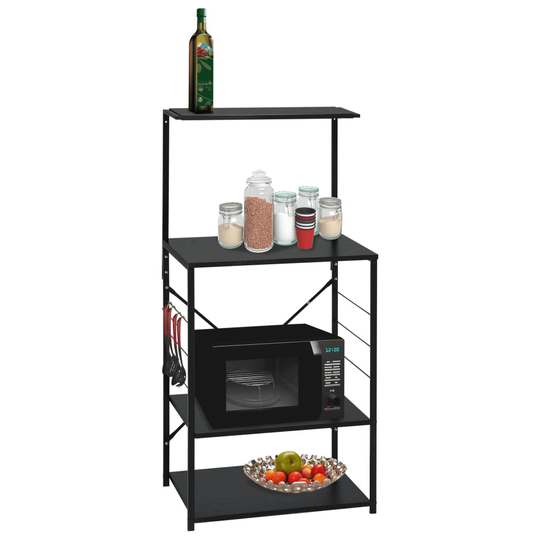 vidaXL Hylla för mikrovågsugn svart 60x39,6x123 cm spånskiva