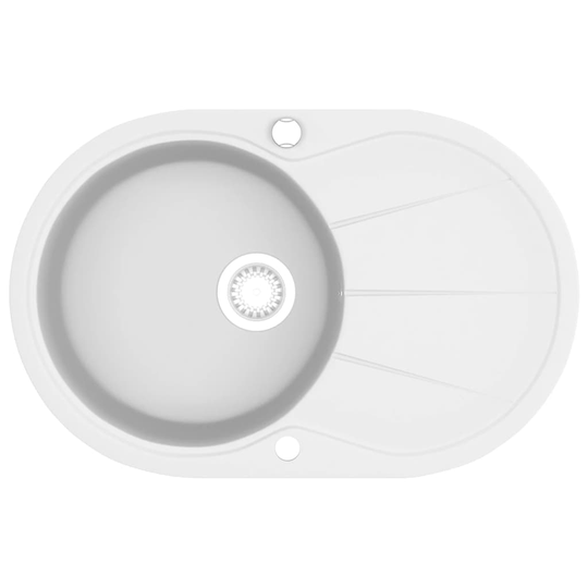 vidaXL Diskho granit enkel oval vit