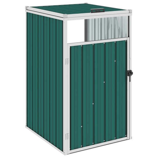 vidaXL Skjul till sopkärl grön 72x81x121 cm stål
