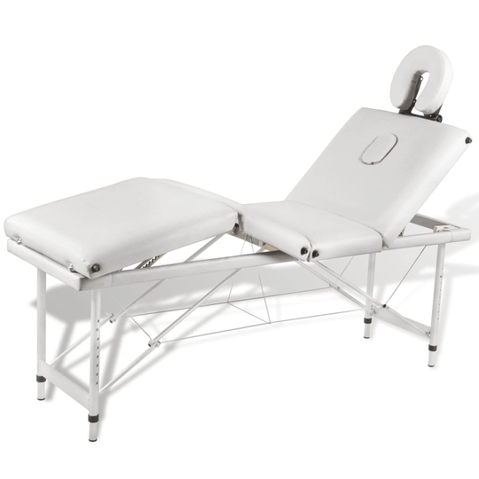 vidaXL Hopfällbar massagebänk med 4 sektioner aluminiumram gräddvit