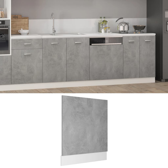 vidaXL Front för diskmaskin betonggrå 59,5x3x67 cm konstruerat trä