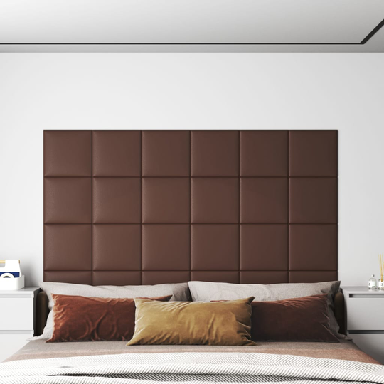 vidaXL Väggpaneler 12 st brun 30x30 cm konstläder 1,08 m²