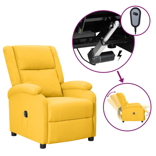 vidaXL Elektrisk reclinerfåtölj gul tyg