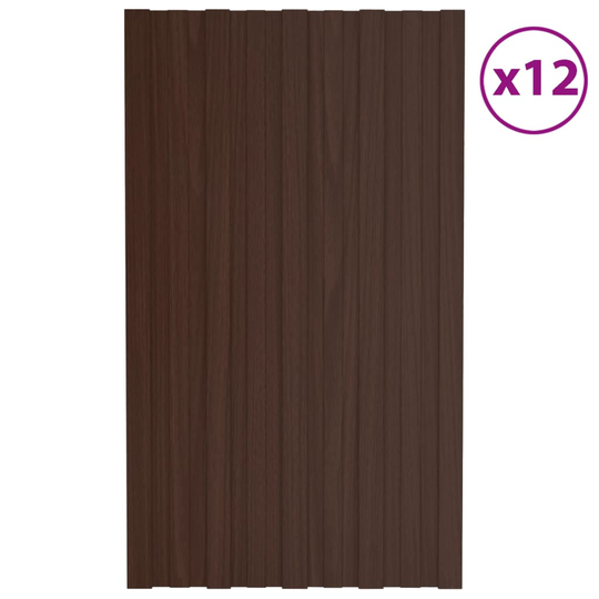 vidaXL Takprofiler 12 st galvaniserat stål brun 80x45 cm